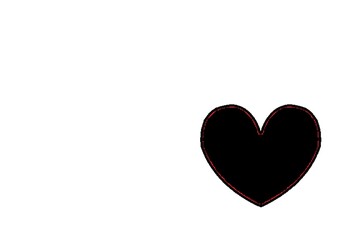 Red heart with black contour on white background