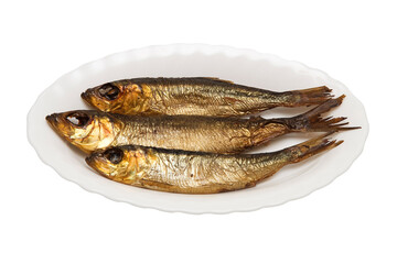 Homemade smoked herring on a plate