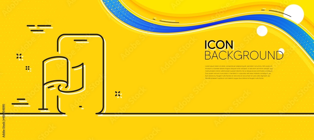 Poster location app line icon. abstract yellow background. goal destination sign. flag pointer symbol. mini