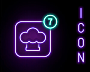 Glowing neon line Chef hat icon isolated on black background. Cooking symbol. Cooks hat. Colorful outline concept. Vector