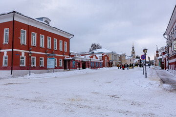 Naklejka premium view of Lazhechnikova street in the city of Kolomna