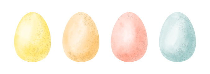 Easter Eggs set. Watercolor hand painting illustration. Drawing on white isolated background