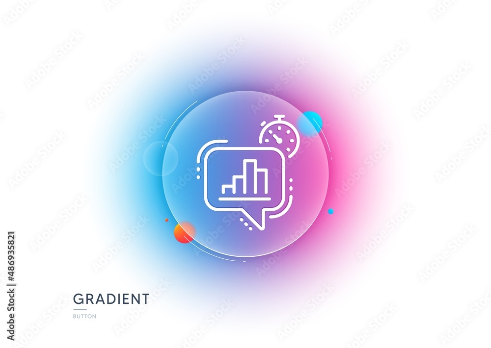 Poster diagram chart line icon. gradient blur button with glassmorphism. statistics timer sign. market anal