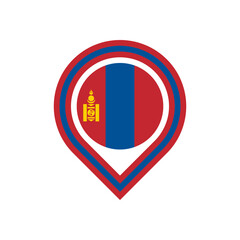 Obraz premium mongolia flag map pin icon. isolated on white background