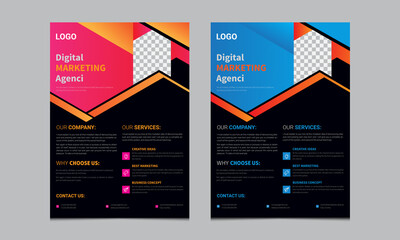 Brochure design, cover modern layout, annual report, poster, flyer in A4 with colorful triangles, geometric shapes for tech, science, market with light background.
