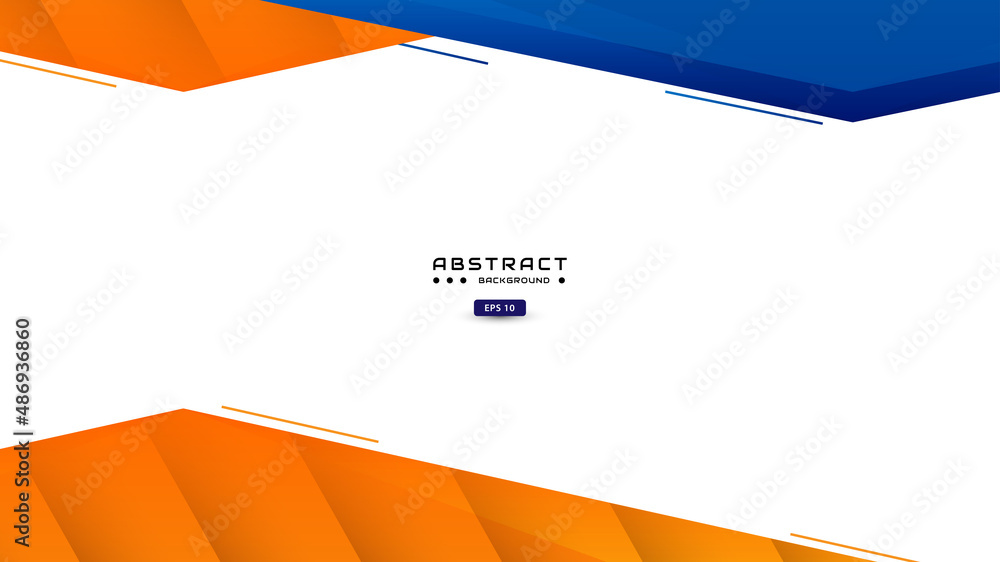 Poster abstract blue orange background with geometric shapes and scratch effects, white space on the center - Posters