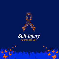Fototapeta na wymiar Self-Injury or Self-harm Awareness Day. March 1. Holiday concept. Template for background, banner, card, poster. Vector illustration.
