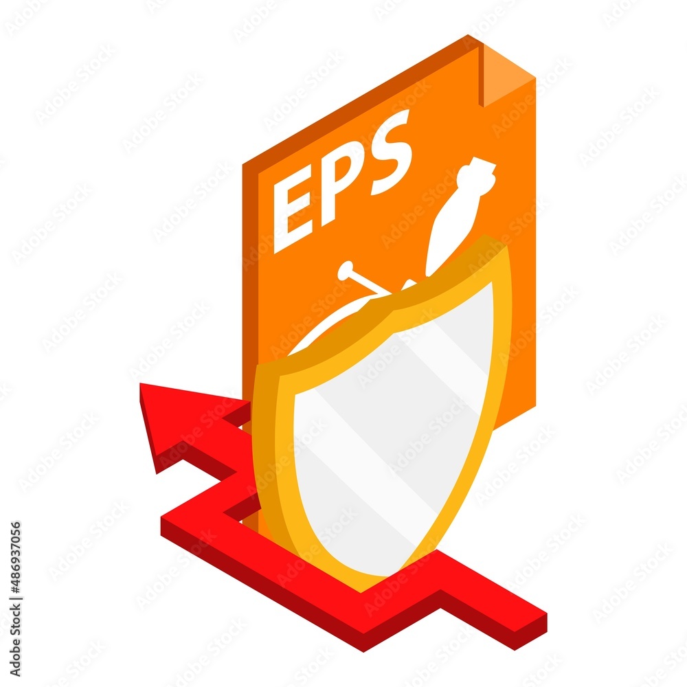 Poster hacking concept icon isometric vector. arrow bypassing shield, eps file format. file protection bypa