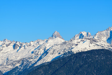 Obraz premium Aiguille du Chardonnet in Europe, France, Rhone Alpes, Savoie, Alps, in winter on a sunny day.