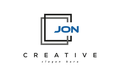 JON creative square frame three letters logo - obrazy, fototapety, plakaty