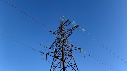 Power lines under high voltage within the city
