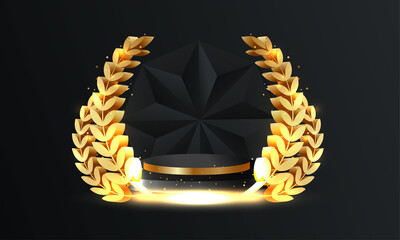 Abstract golden award background with light rays
