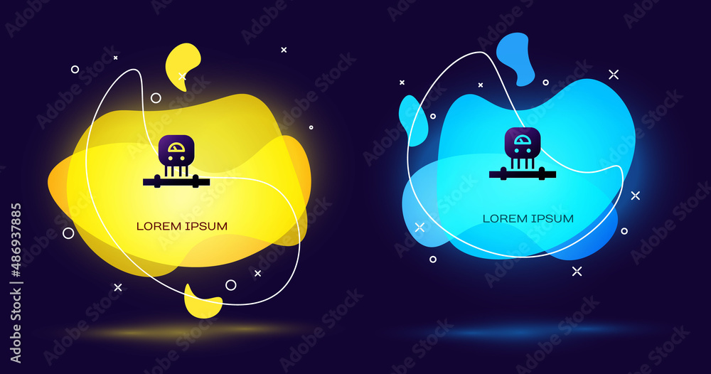 Poster black smart sensor system icon isolated on black background. internet of things concept with wireles