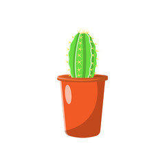 Cactus in Vase Flat Illustration. Clean Icon Design Element on Isolated White Background