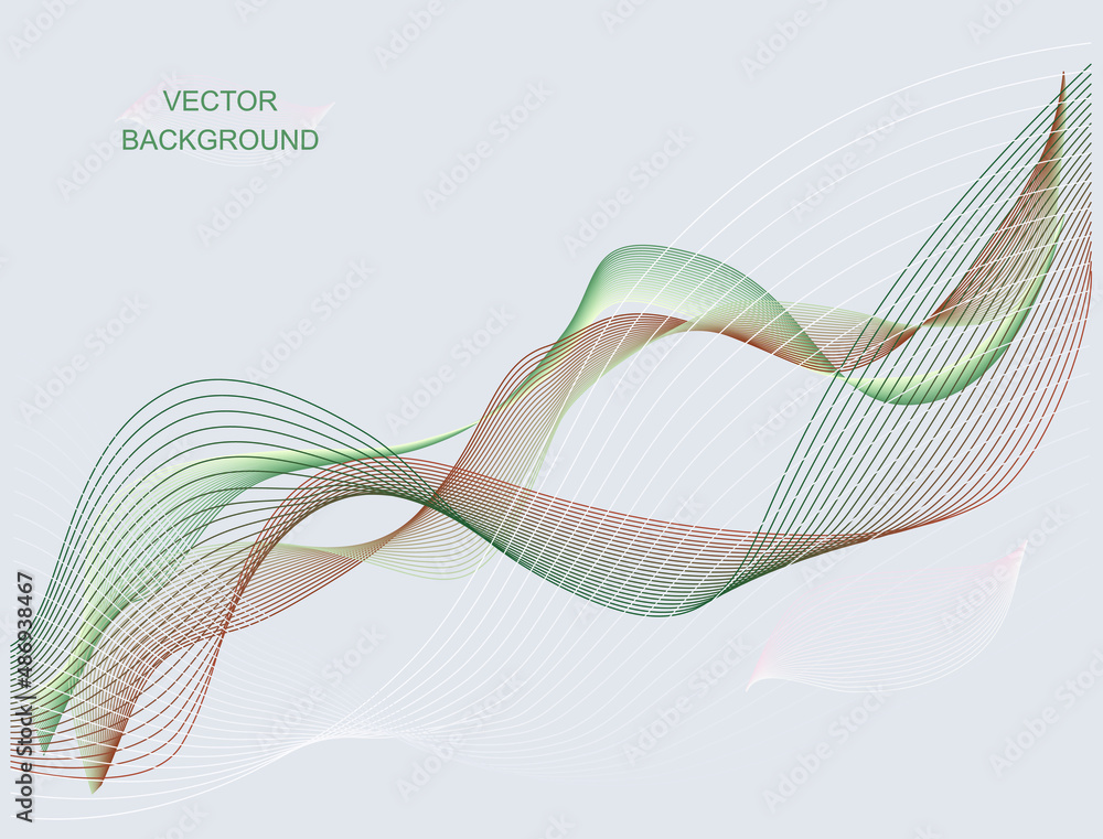 Poster wavy vector background. lines of calm color are grouped and arranged diagonally on a gray background