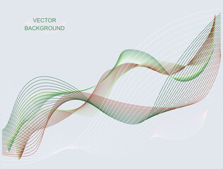 Wavy vector background. Lines of calm color are grouped and arranged diagonally on a gray background. 3d illustration.
