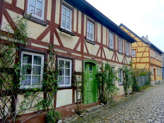 Fototapeta na wymiar Fachwerkhäuser in Königsberg, Bayern