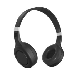 black headphone on white background. Isolated 3D illustration