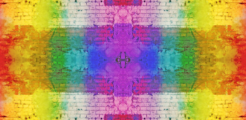 Colorful rainbow brick wall bright background