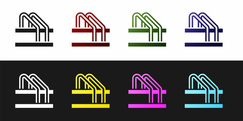 Set Bicycle parking icon isolated on black and white background. Vector