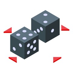 Dice concentration icon isometric vector. Mind balance. Zen goal