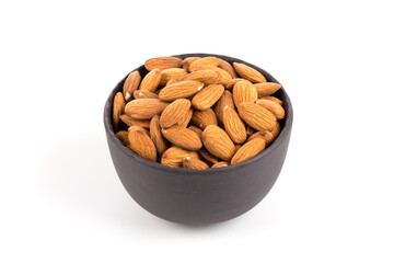 Almonds on a white background
