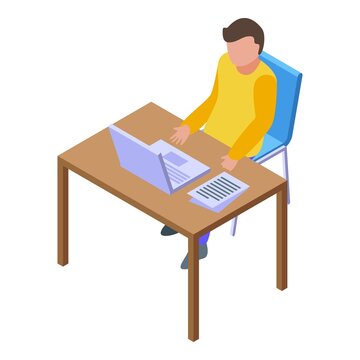 Home online course icon isometric vector. Free education. Learn training