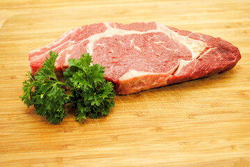 Fototapeta premium A Raw Prime Rib Steak Ready to be Broiled 