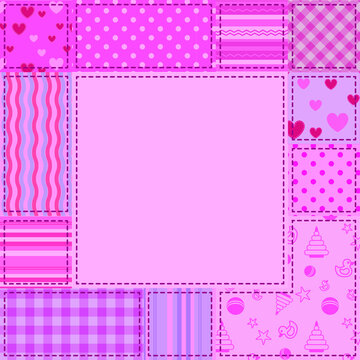 pink background for a patchwork girl