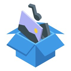 Box client icon isometric vector. Know document. Identity process
