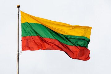 Lithuanian flag waving in the sky, Lithuania is a Baltic State in Europe