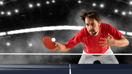 Table tennis player. Tennis collage - obrazy, fototapety, plakaty