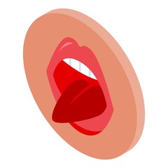Tongue articulation icon isometric vector. Mouth speech. Sound pronunciation