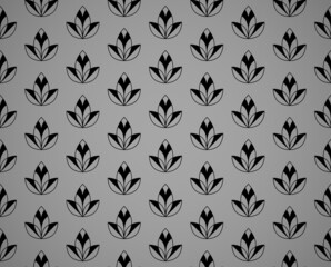 Obraz na płótnie Canvas Flower geometric pattern. Seamless vector background. Black and gray ornament