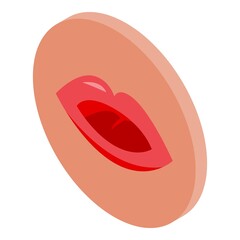Lip articulation icon isometric vector. Mouth speech. Sound comic
