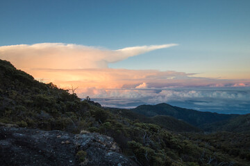 beautiful sunrise surrounded by rocks and paramo vegetation in Chirripo National Park