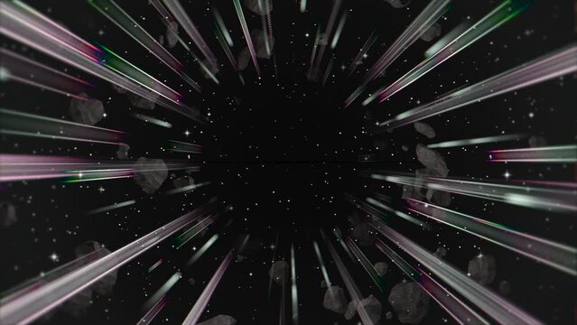 Closeup abstract liens and stars in galaxy in 80s style, motion abstract cyber, futuristic and retro style background