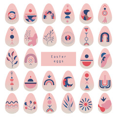 Easter eggs icons in flat style. Vector illustration. Happy Easter! 