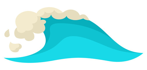 Blue ocean wave with foam. Stylized illustration.
