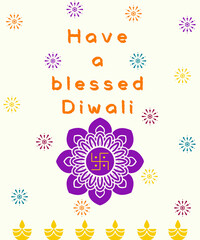 Graphic design illustration wallpaper, digital art template, abstract background with colorful geometric pattern, textured frame with happy diwali wishes, greeting card 