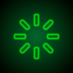 Loading simple icon vector. Flat desing. Green neon on black background with green light.ai