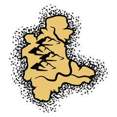 Illustration of island old map. Marine or nautical image for travel or trip.