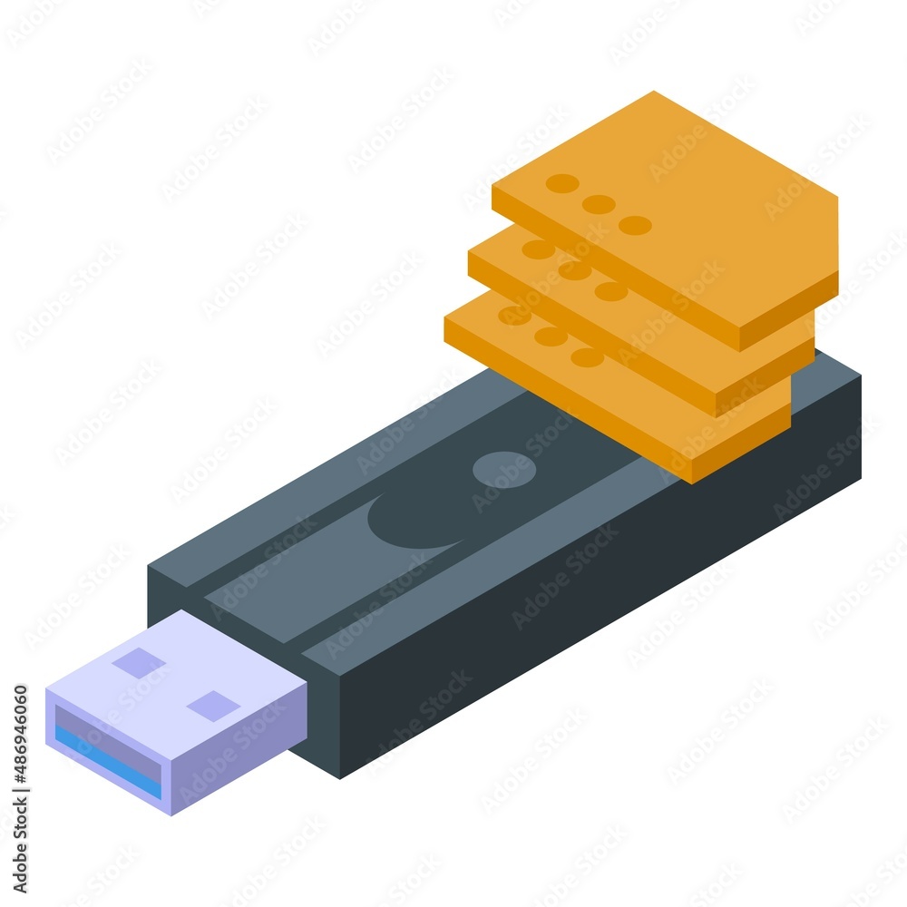 Poster usb flash memory icon isometric vector. camera card. stick mobile