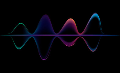 3D wave on dark background.Digital music sound energy vector network.