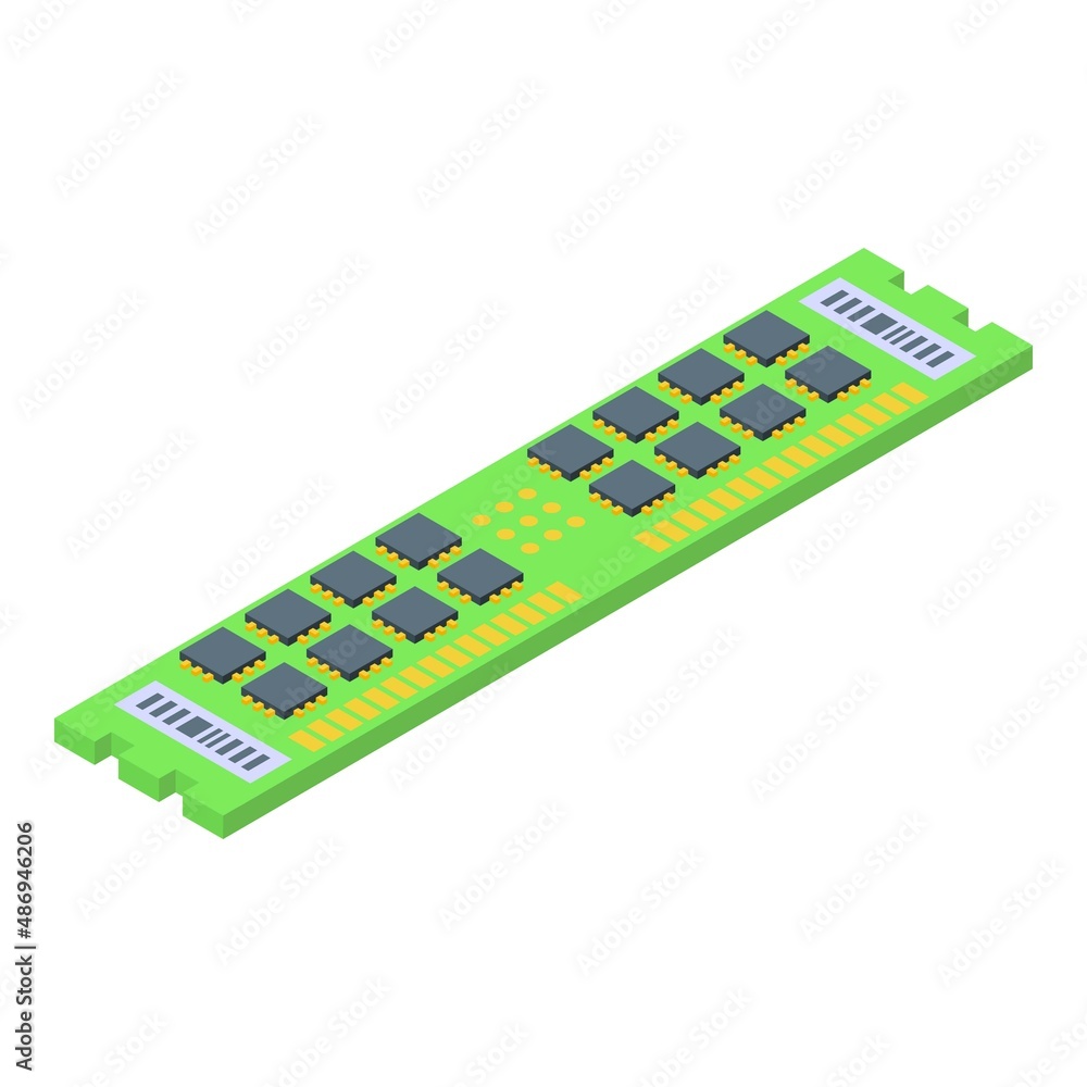 Poster ram memory icon isometric vector. computer chip. ddr card