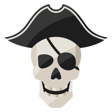 Illustration of pirate skull. Image for game or adventure.