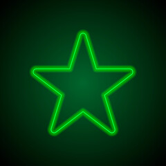 Star simple icon vector. Flat desing. Green neon on black background with green light.ai
