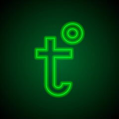 Temperature simple icon vector. Flat desing. Green neon on black background with green light.ai