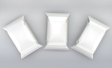 3d Render Realistic glossy oil food bag packaging mockup design