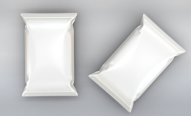 3d Render Realistic glossy oil food bag packaging mockup design